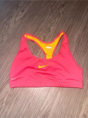 Nike Pink Sports Bra with Yellow Accents